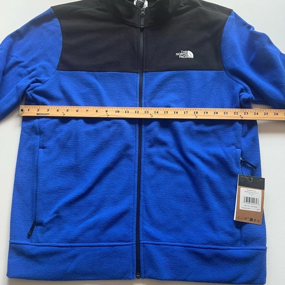 NWT The North Face Men's Blue and Black Polar Fleece Zip Up Size XL (A)